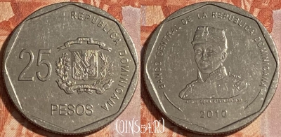 Доминикана 25 песо 2010 года, KM# 107, 099r-121 ♛