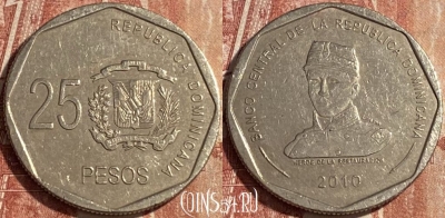 Доминикана 25 песо 2010 года, KM# 107, 133r-078 ♛