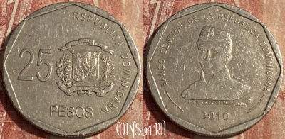 Доминикана 25 песо 2010 года, KM# 107, 142r-032