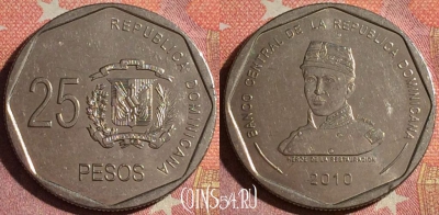 Доминикана 25 песо 2010 года, KM# 107, 370-065