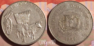 Доминикана 25 сентаво 1989 года, KM# 71.1, 096g-064