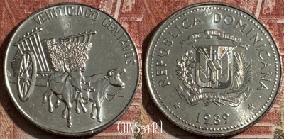 Доминикана 25 сентаво 1989 года, KM# 71.1, 505s-060