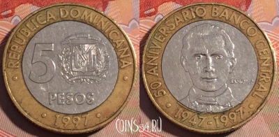 Доминикана 5 песо 1997 года, KM# 88, 196a-101
