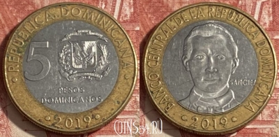Доминикана 5 песо 2019 года, 472r-094 ♛