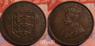 Джерси 1/12 шиллинга 1931 года, KM# 16, a142-131