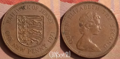 Джерси 1 новый пенни 1971 года, KM# 30, 434-078