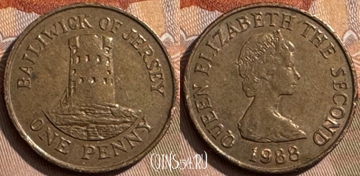Джерси 1 пенни 1988 года, KM# 54, 303s-056 ♛