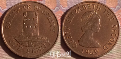 Джерси 1 пенни 1989 года, KM# 54, 290f-075