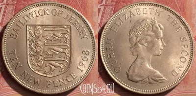 Джерси 10 новых пенсов 1968 года, KM# 33, 060l-106