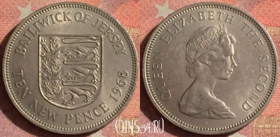 Джерси 10 новых пенсов 1968 года, KM# 33, 140i-093