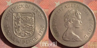 Джерси 10 новых пенсов 1968 года, KM# 33, 153i-012