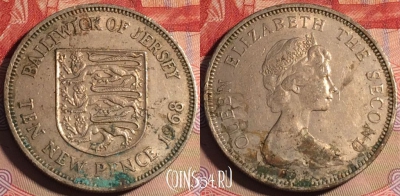 Джерси 10 новых пенсов 1968 года, KM# 33, 215a-080