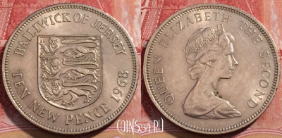 Джерси 10 новых пенсов 1968 года, KM# 33, 253-021