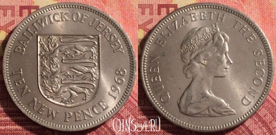 Джерси 10 новых пенсов 1968 года, KM# 33, 285i-141