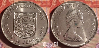 Джерси 10 новых пенсов 1975 года, KM# 33, 280f-010