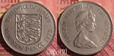 Джерси 10 новых пенсов 1975 года, KM# 33, 295i-119