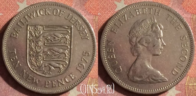 Джерси 10 новых пенсов 1975 года, KM# 33, 378-067