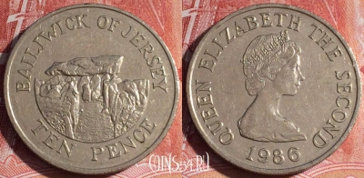 Джерси 10 пенсов 1986 года, KM# 57.1, 127b-091