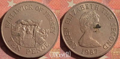 Джерси 10 пенсов 1987 года, KM# 57.1, 377-095