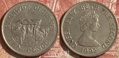 Джерси 10 пенсов 1992 года, KM# 57.2, 478р-113