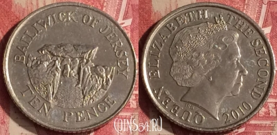 Джерси 10 пенсов 2010 года, KM# 106, 454o-016