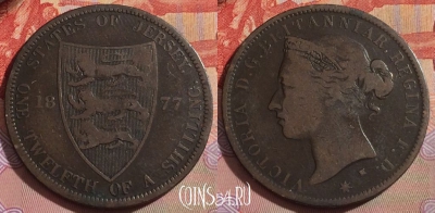 Джерси 1/12 шиллинга 1877 года, KM# 8, 267b-095