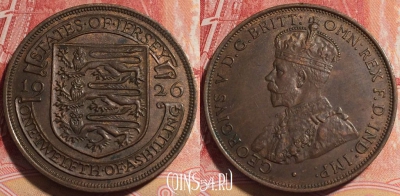 Джерси 1/12 шиллинга 1926 года, KM# 14, 256-037