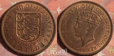 Джерси 1/12 шиллинга 1945 года, KM# 19, 129i-008