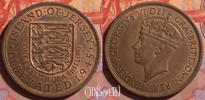 Джерси 1/12 шиллинга 1945 года, KM# 19, 235f-124