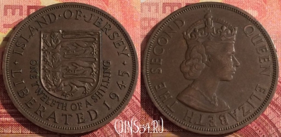 Джерси 1/12 шиллинга 1945 года, KM# 19, 302i-072