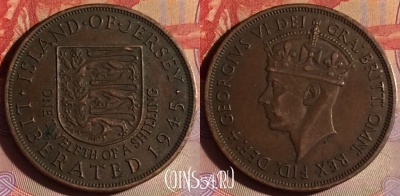 Джерси 1/12 шиллинга 1945 года, KM# 19, 339g-108