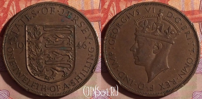Джерси 1/12 шиллинга 1946 года, KM# 18, 280f-050