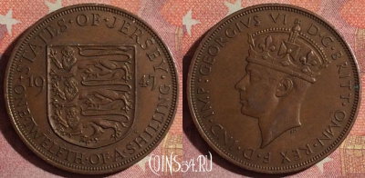 Джерси 1/12 шиллинга 1947 года, KM# 18, 111i-064