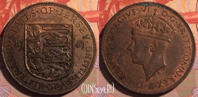 Джерси 1/12 шиллинга 1947 года, KM# 18, 193a-119