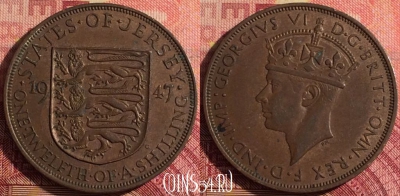 Джерси 1/12 шиллинга 1947 года, KM# 18, 308i-143