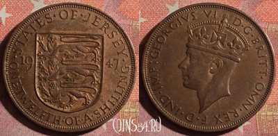 Джерси 1/12 шиллинга 1947 года, KM# 18, 369-004