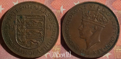 Джерси 1/12 шиллинга 1947 года, KM# 18, 370-051