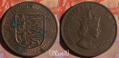 Джерси 1/12 шиллинга 1957 года, KM# 21, 123f-097