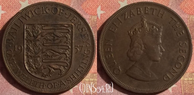 Джерси 1/12 шиллинга 1957 года, KM# 21, 129i-009