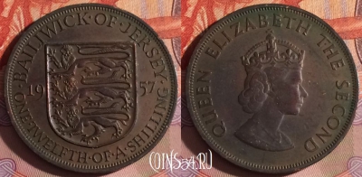 Джерси 1/12 шиллинга 1957 года, KM# 21, 311g-134