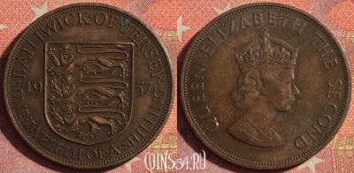 Джерси 1/12 шиллинга 1957 года, KM# 21, 377-028