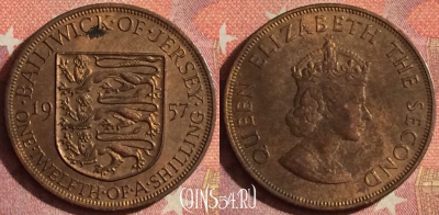 Джерси 1/12 шиллинга 1957 года, KM# 21, 378-083