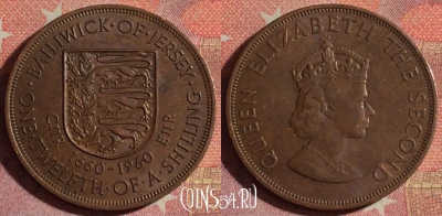Джерси 1/12 шиллинга 1960 года, KM# 23, 100i-124