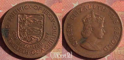 Джерси 1/12 шиллинга 1960 года, KM# 23, 105i-101