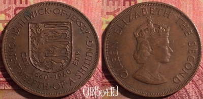Джерси 1/12 шиллинга 1960 года, KM# 23, 295i-063