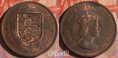 Джерси 1/12 шиллинга 1960 года, KM# 23, 312g-047