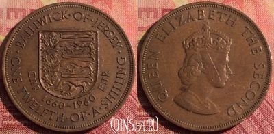 Джерси 1/12 шиллинга 1960 года, KM# 23, 333i-039