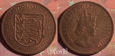 Джерси 1/12 шиллинга 1964 года, KM# 21, 100i-115