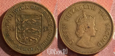 Джерси 1/4 шиллинга 1957 года, KM# 22, 047h-026