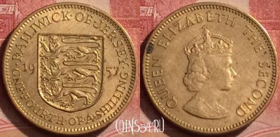 Джерси 1/4 шиллинга 1957 года, KM# 22, 061l-013